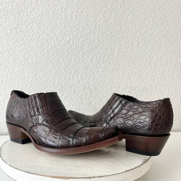 Rod Patrick Womens Brown Loafers 8.5 Caiman Leather Western Boots Slip On Shoes - Picture 1 of 11